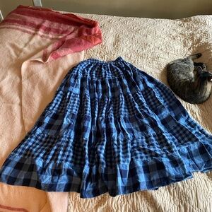 Vintage Blue Plaid Flannel Women's Skirt